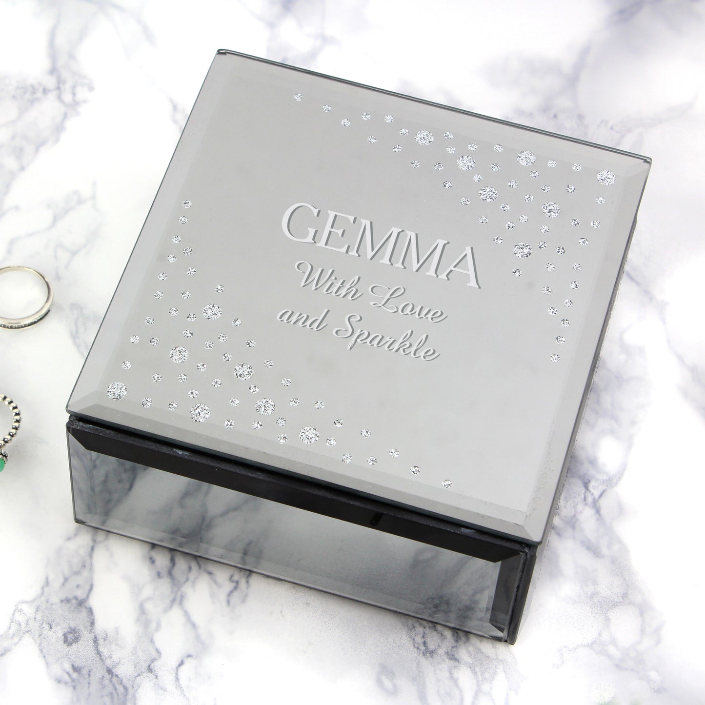 Diamante Name & Message Glass Trinket Box