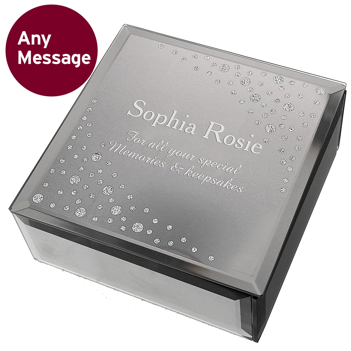Diamante Name & Message Glass Trinket Box
