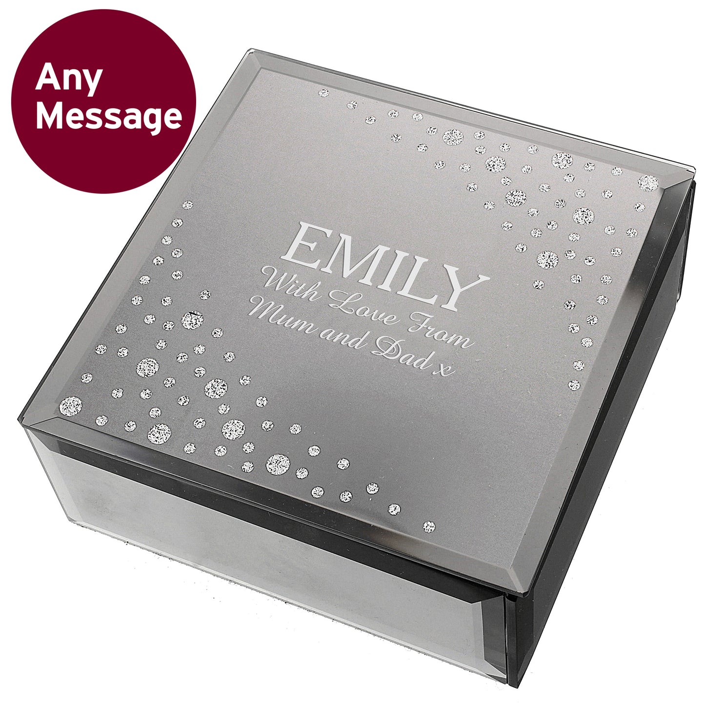 Diamante Name & Message Glass Trinket Box
