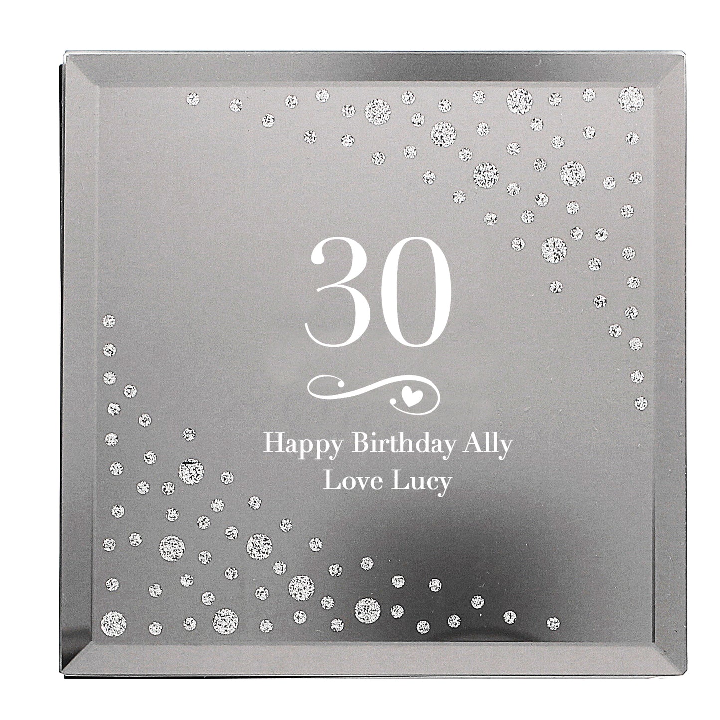 Milestone Age Swirls & Hearts Diamante Glass Trinket Box