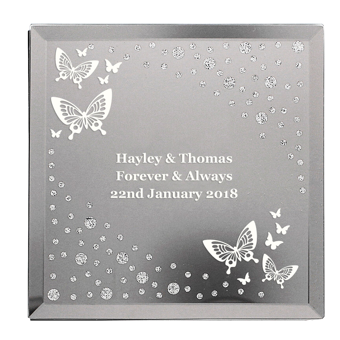 White Butterfly Diamante Glass Trinket Box