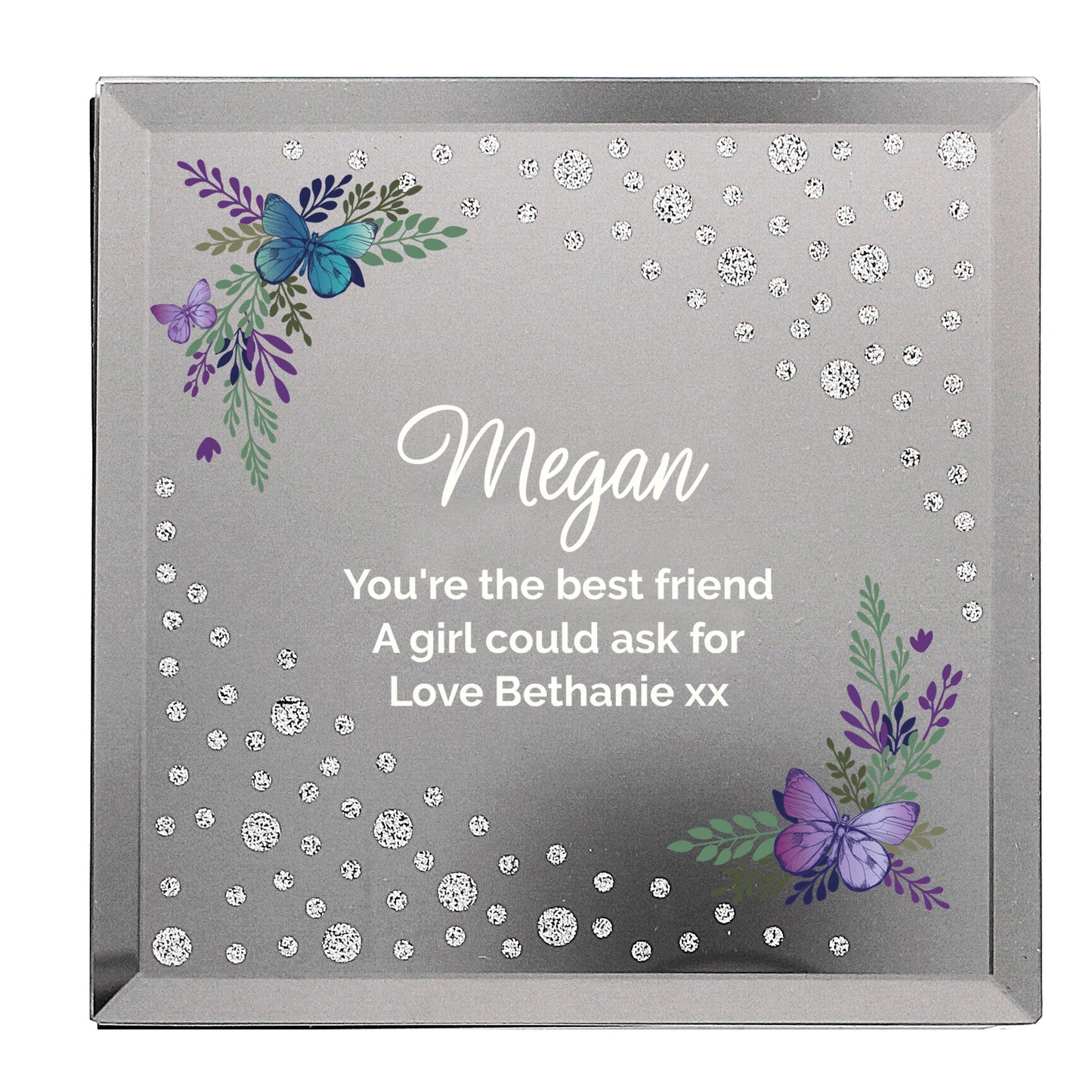 Floral Butterfly Diamante Glass Trinket Box