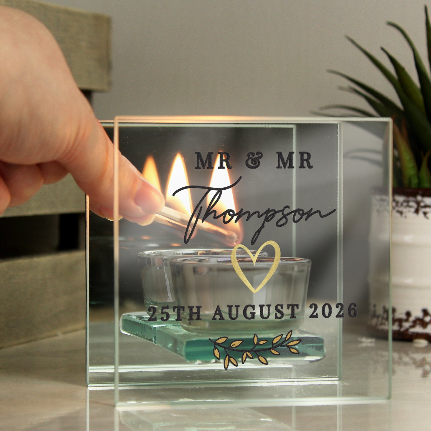 Wedding Gift Mirrored Tea Light Holder