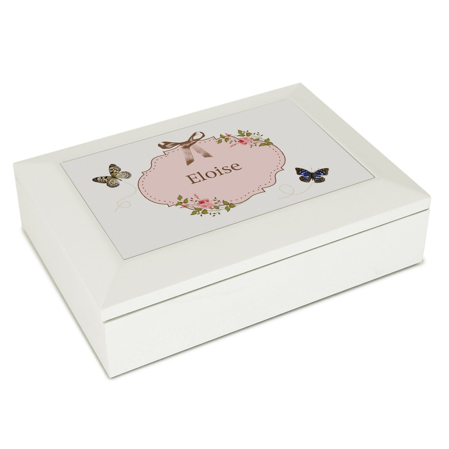 Delicate Butterfly White Jewellery Box