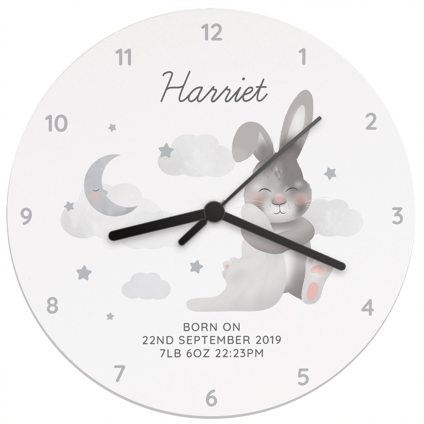 Baby Bunny White Wooden Clock