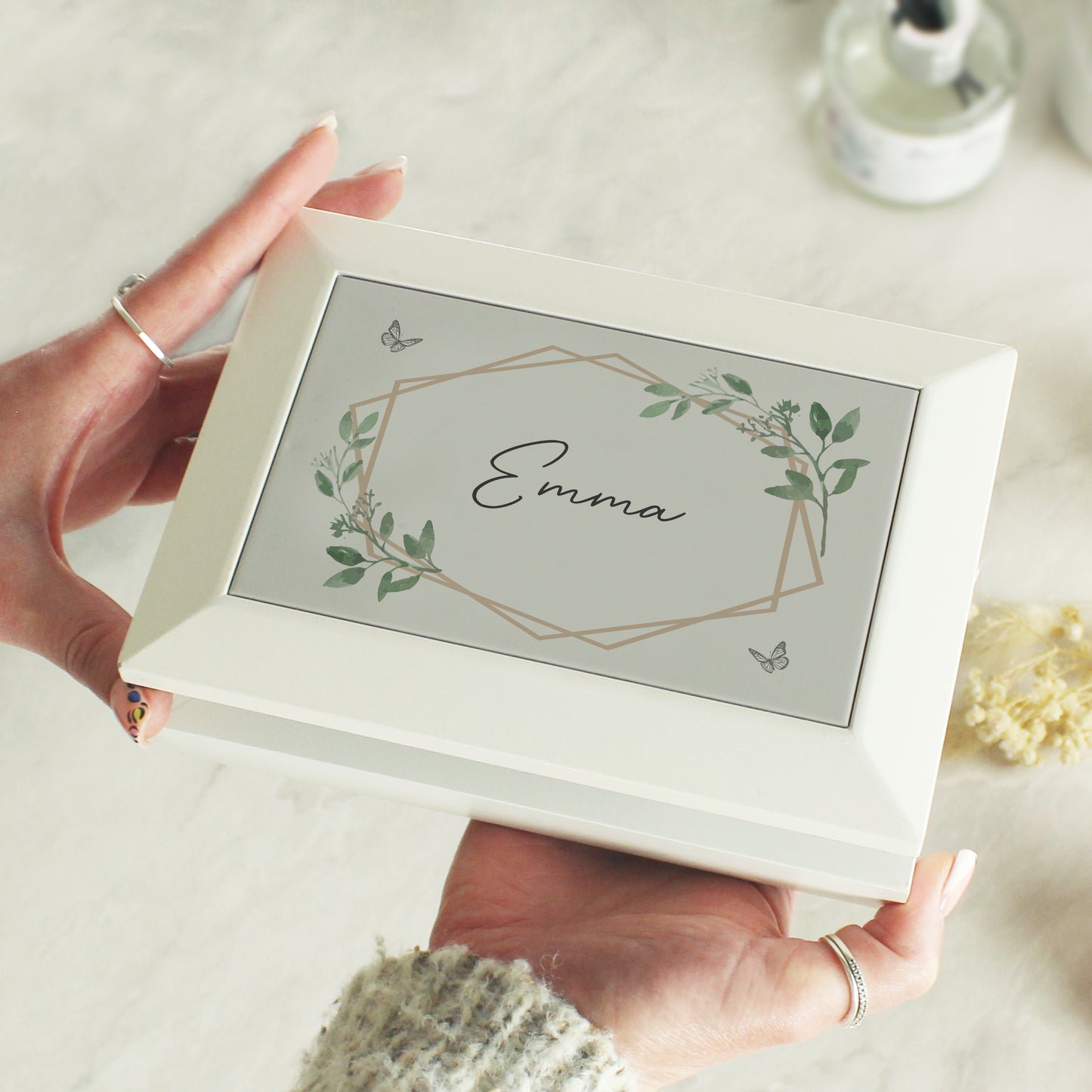 Botanical Butterfly Wooden Jewellery Box