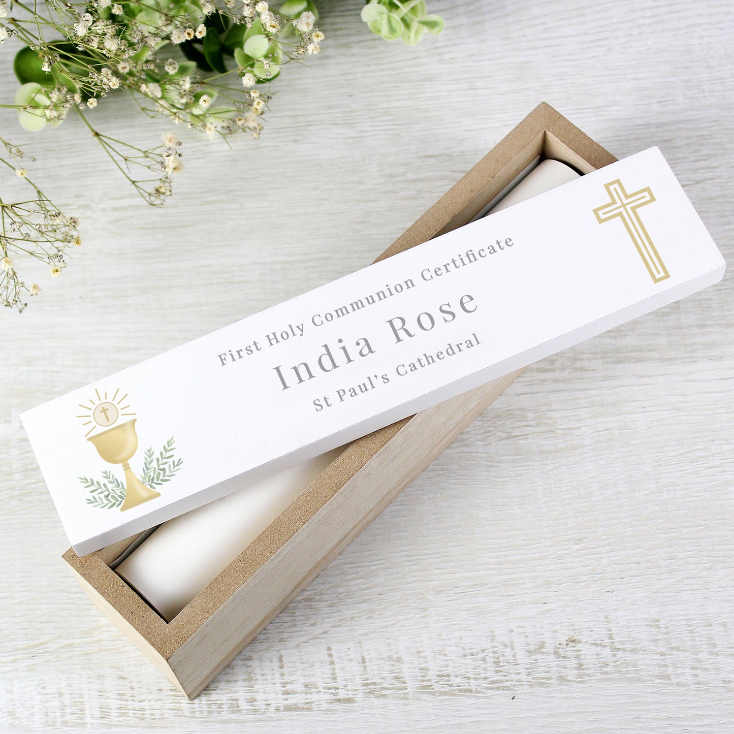 Keepsake Holy Communion Wooden Certificate Holder