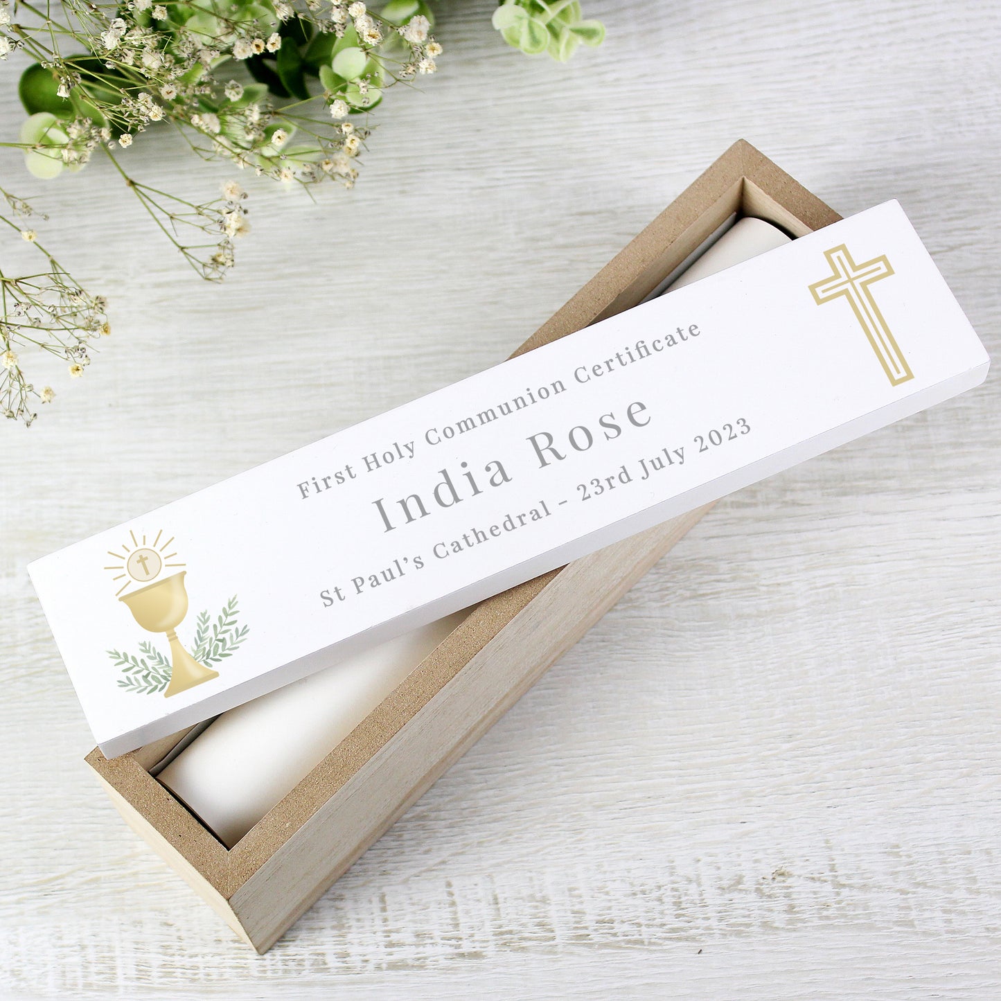 Keepsake Holy Communion Wooden Certificate Holder