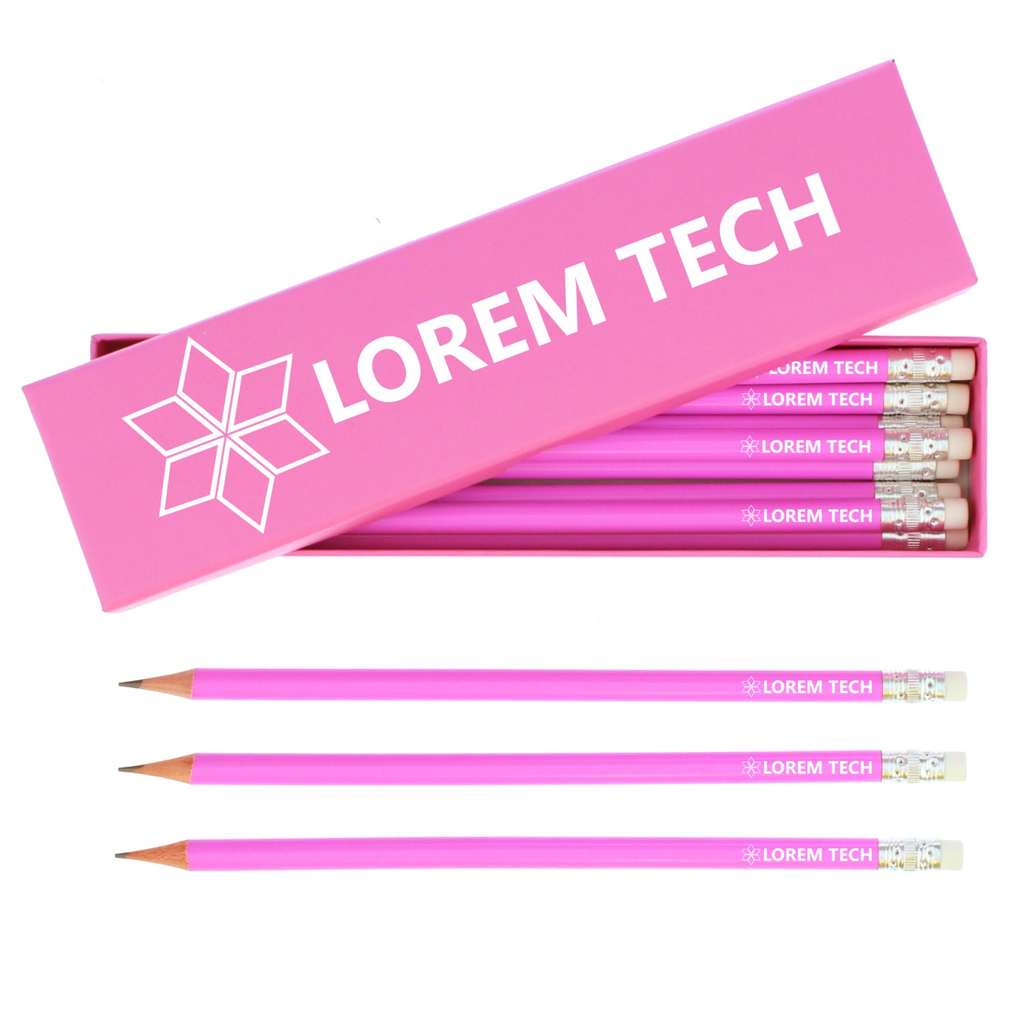 Design Pink Pencils & Box - Bespoke Gifts