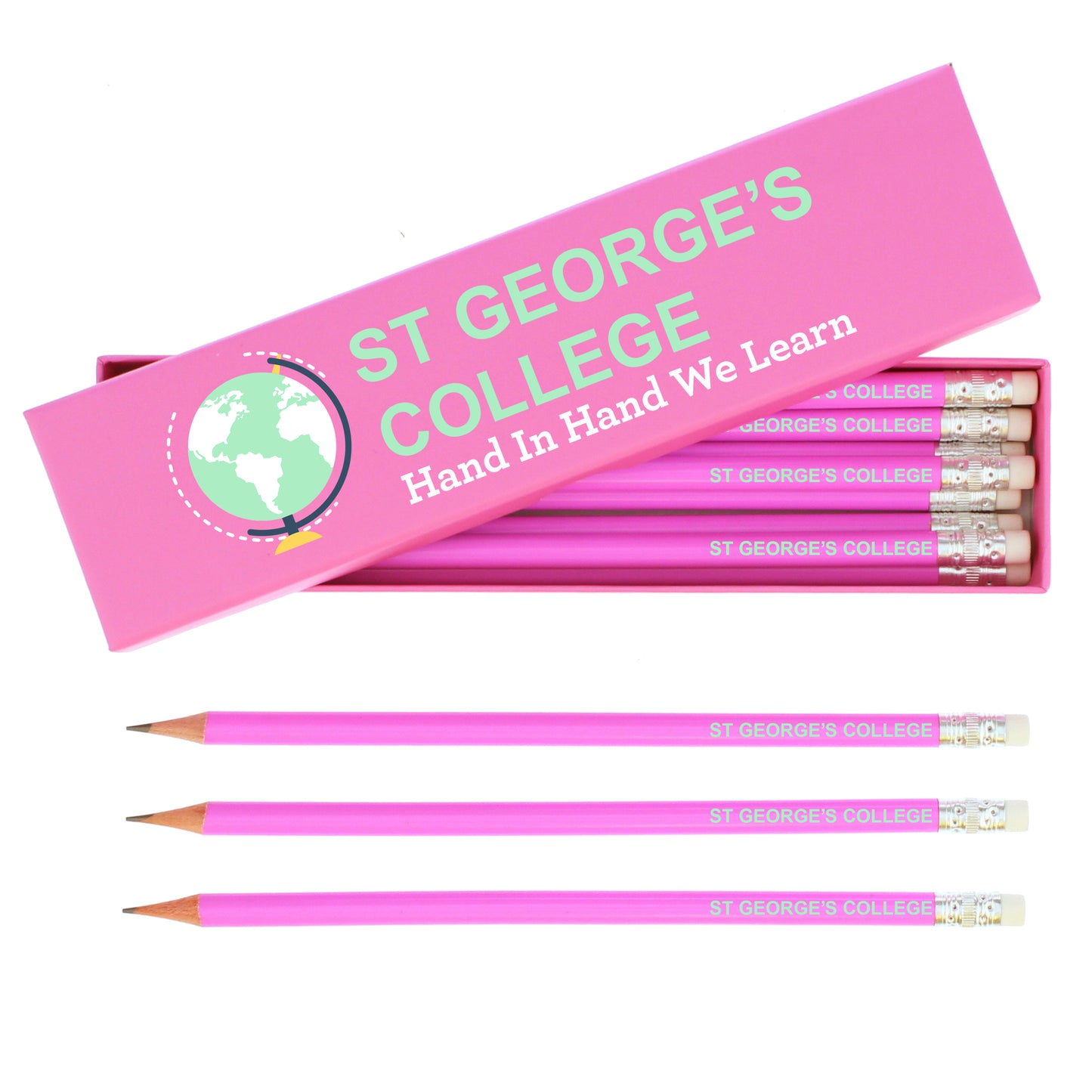 Design Pink Pencils & Box - Bespoke Gifts