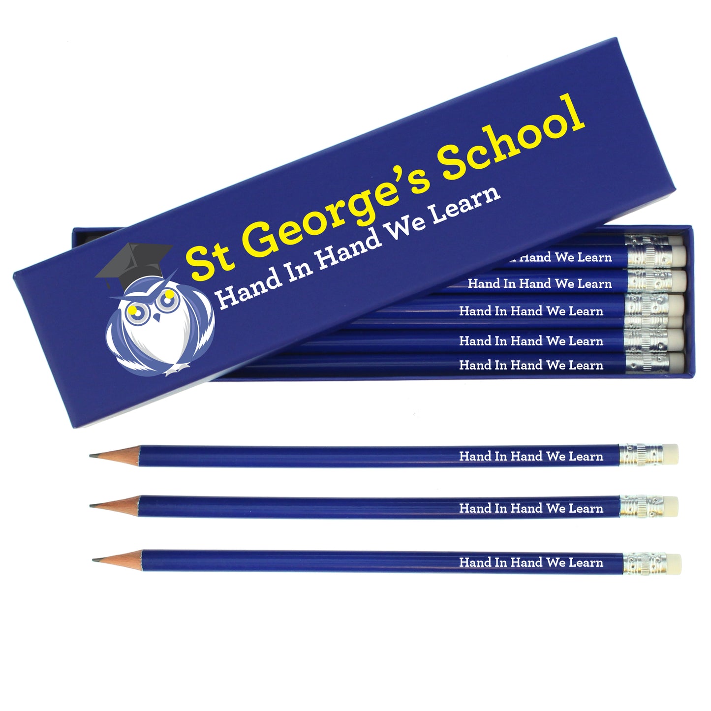 Blue Pencils & Box - Bespoke Gifts