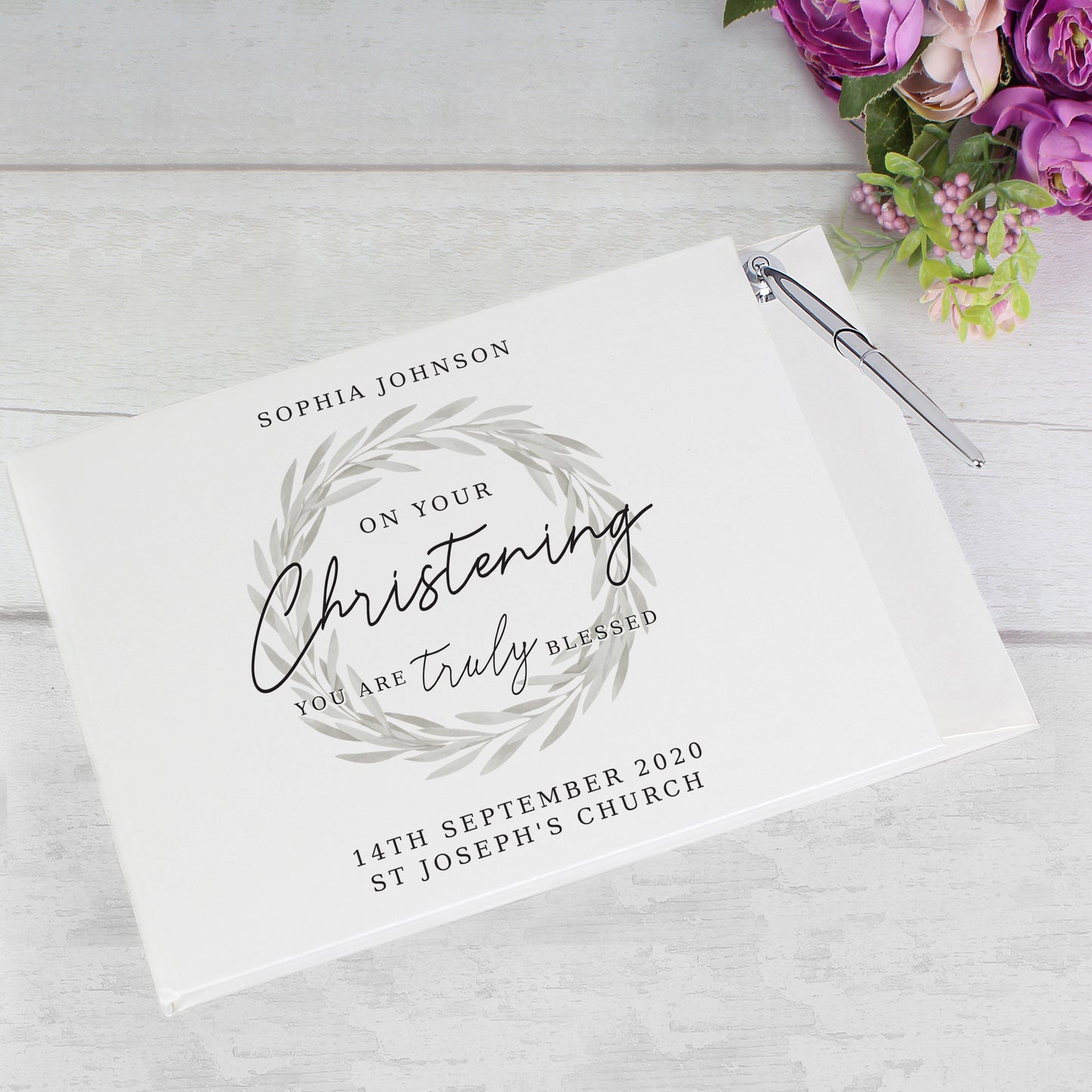 'Truly Blessed' Christening Hardback Guest Book & Pen