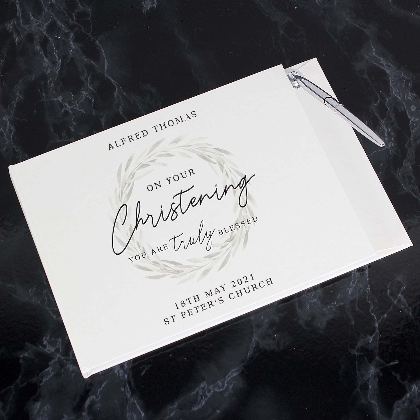 'Truly Blessed' Christening Hardback Guest Book & Pen