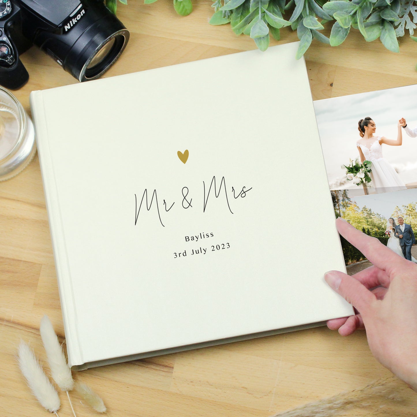 Gold Heart Couples Square Photo Album