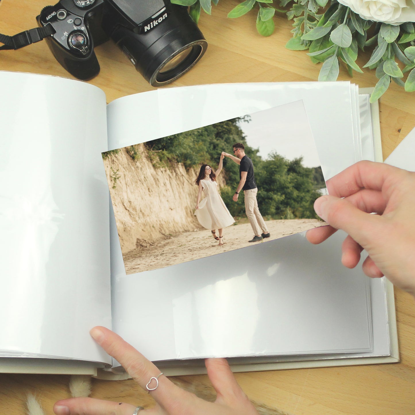 Gold Heart Couples Square Photo Album