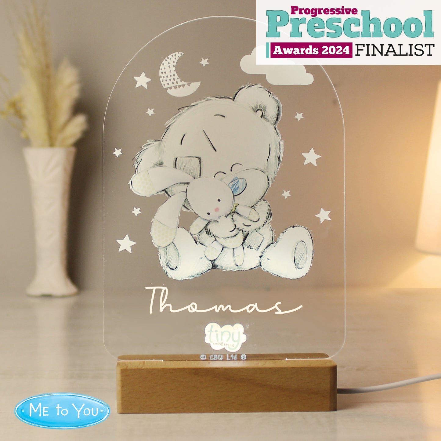 Tiny Tatty Teddy Wooden Based LED Light