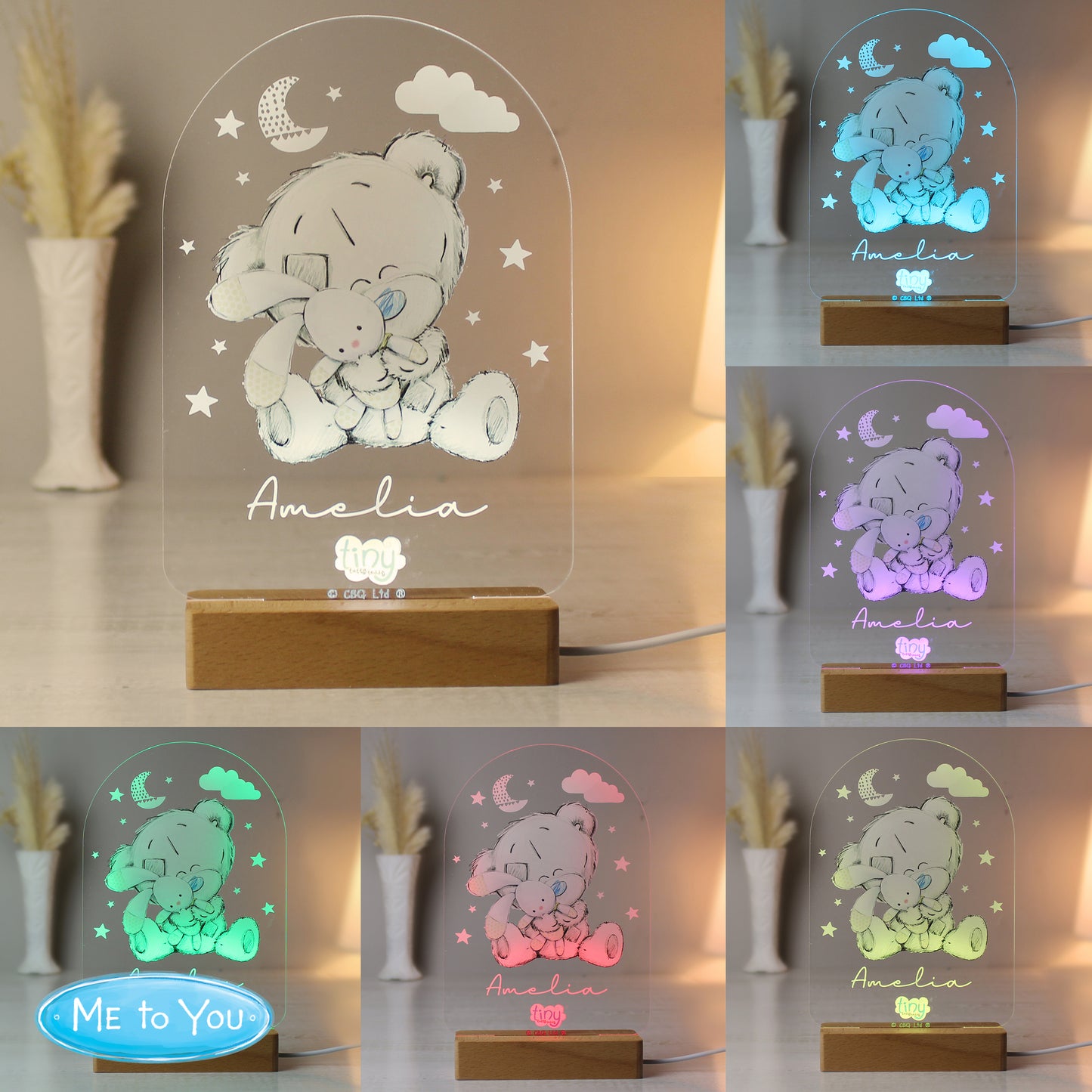 Tiny Tatty Teddy Wooden Based LED Light