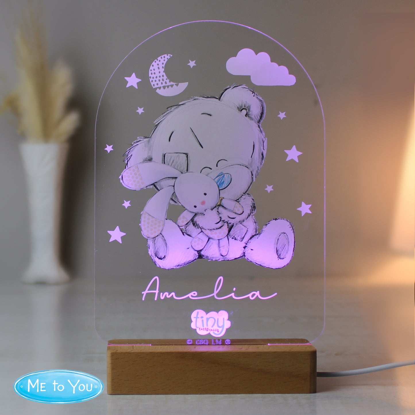 Tiny Tatty Teddy Wooden Based LED Light