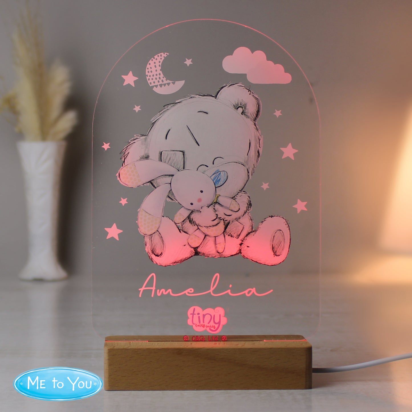 Tiny Tatty Teddy Wooden Based LED Light