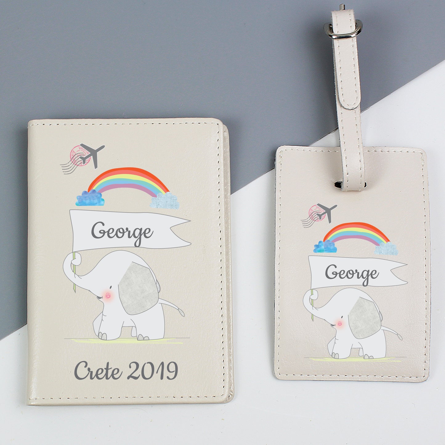 My 1st Cream Passport Holder & Luggage Tag Set