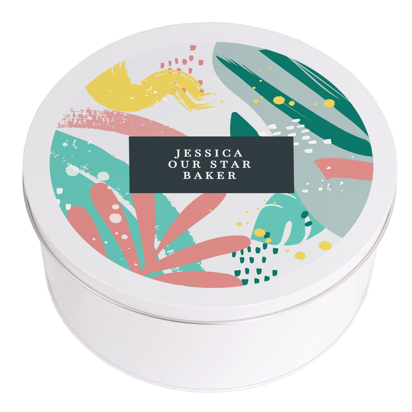 Colourful Decorative Personalised White Round 9in Cake Tin