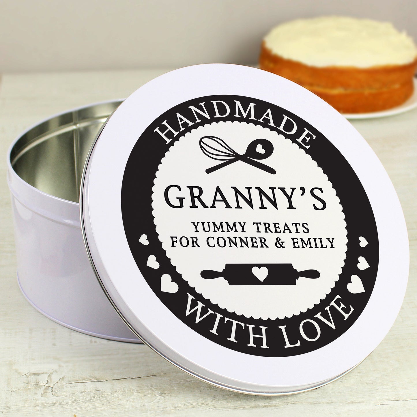 Baker's Cake Tin Personalised Gift - 9in Cake Storage Tin with Lid