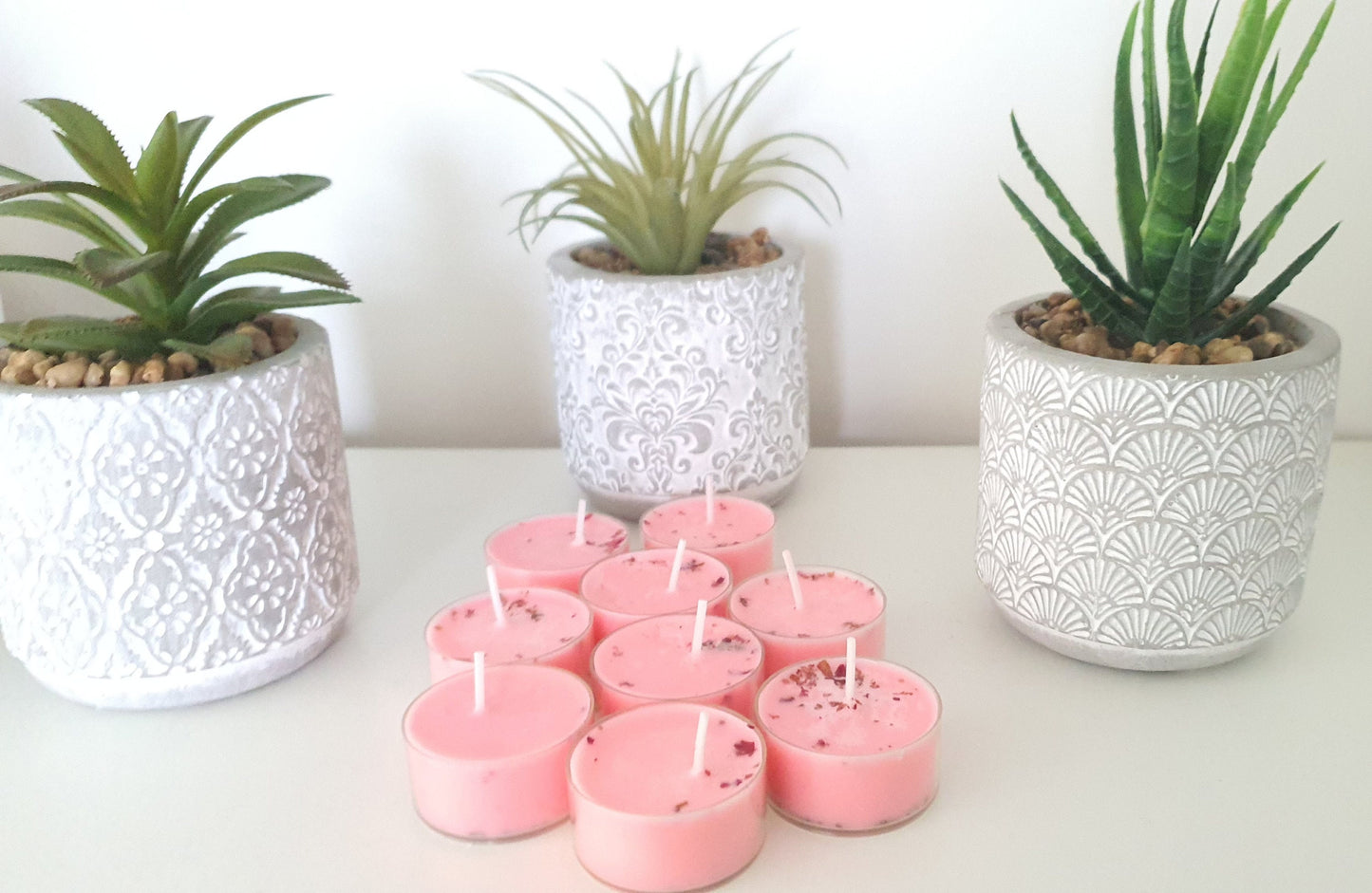 12 Pink Scented Candles Fresh Rose Botanicals - Pink Pepper Rose or Black Raspberry Peppercorn