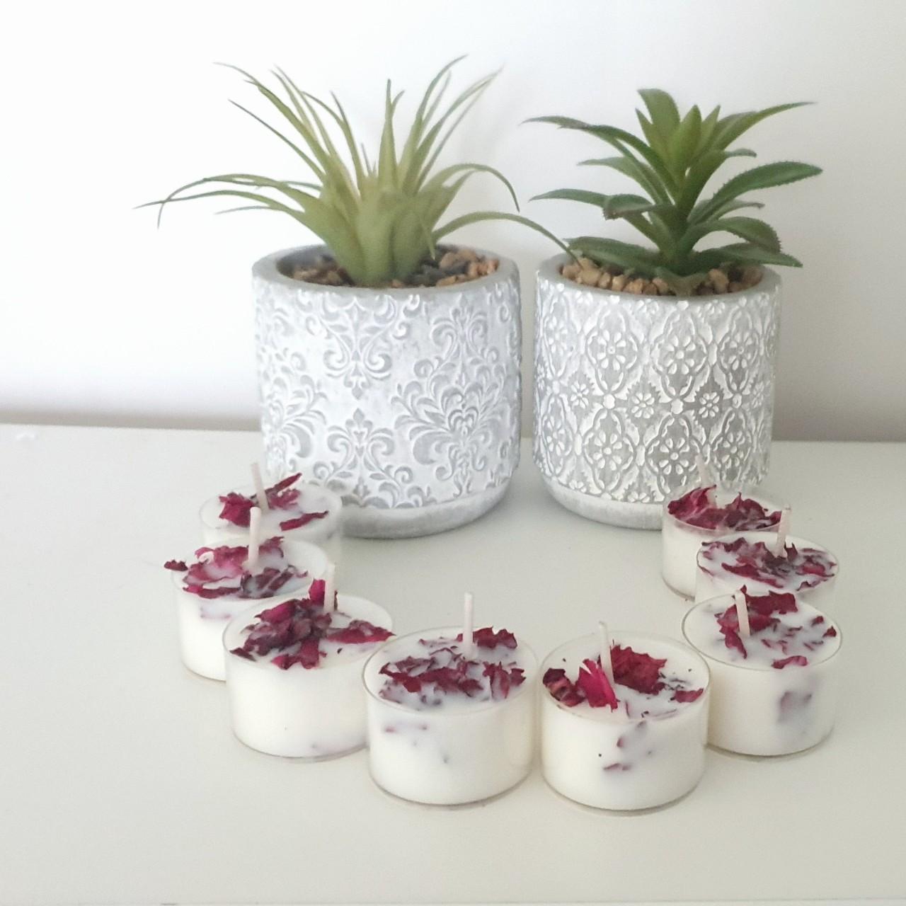 Zesty Lime & Lavender Scented Tealight Candles, Botanical Infused, 24 Pack