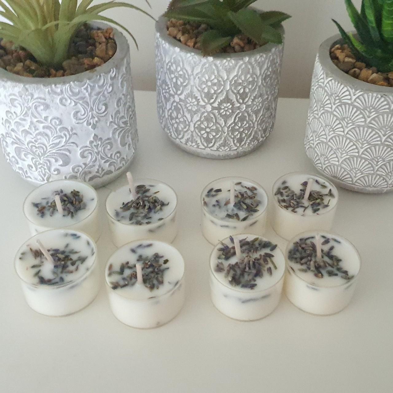 Lavender, Chamomile and Vanilla Scented Tealight Candles, Botanical Infused, 24 Pack
