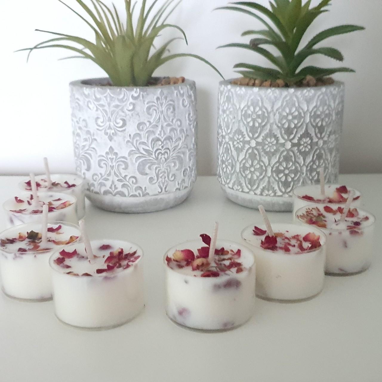 Coconut Lemongrass Tea Light Candles, Botanical Scented, Set of 24