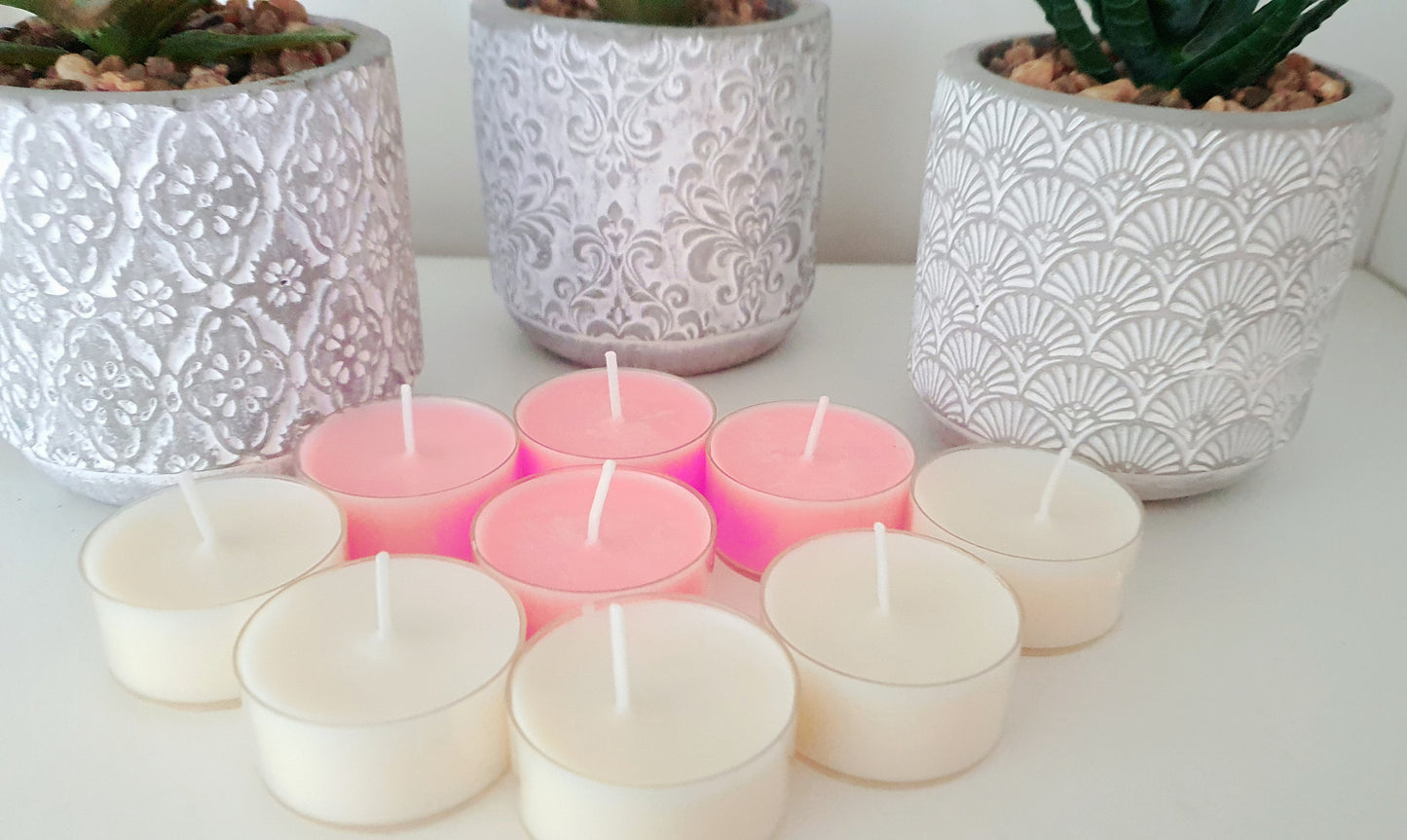 24 Greek Island Scented Candles  - Pink & Yellow