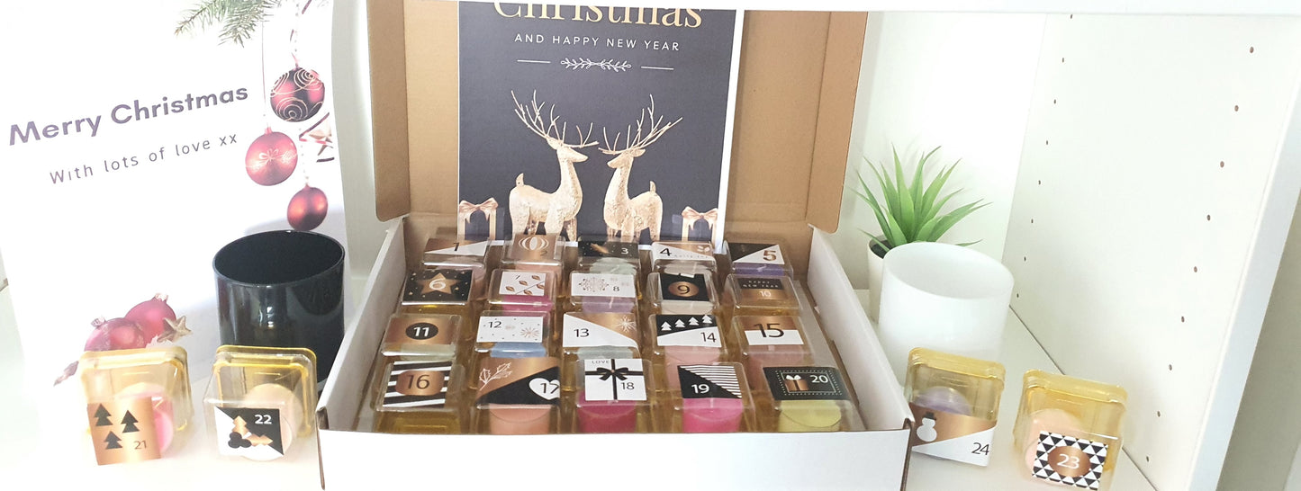 24-Day Advent Calendar Christmas Candles Scented Tea Lights, Luxury or Christmas Scents