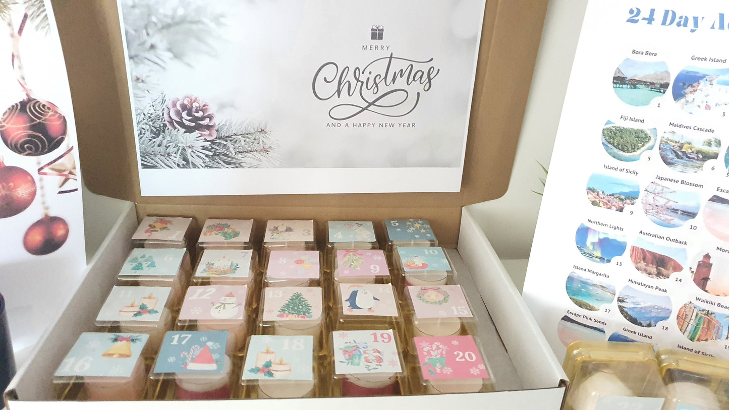 Oceans Away Coloured Tea Light Candles 24-Day Advent Calendar