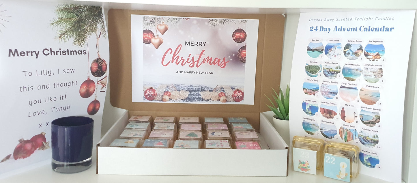 24 Tea Lights Christmas Scented Candles,  Tea Light Candles,  Colourful Candles