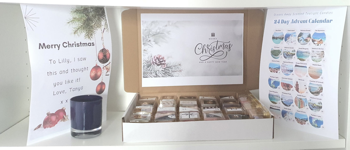 Oceans Away Coloured Tea Light Candles 24-Day Advent Calendar