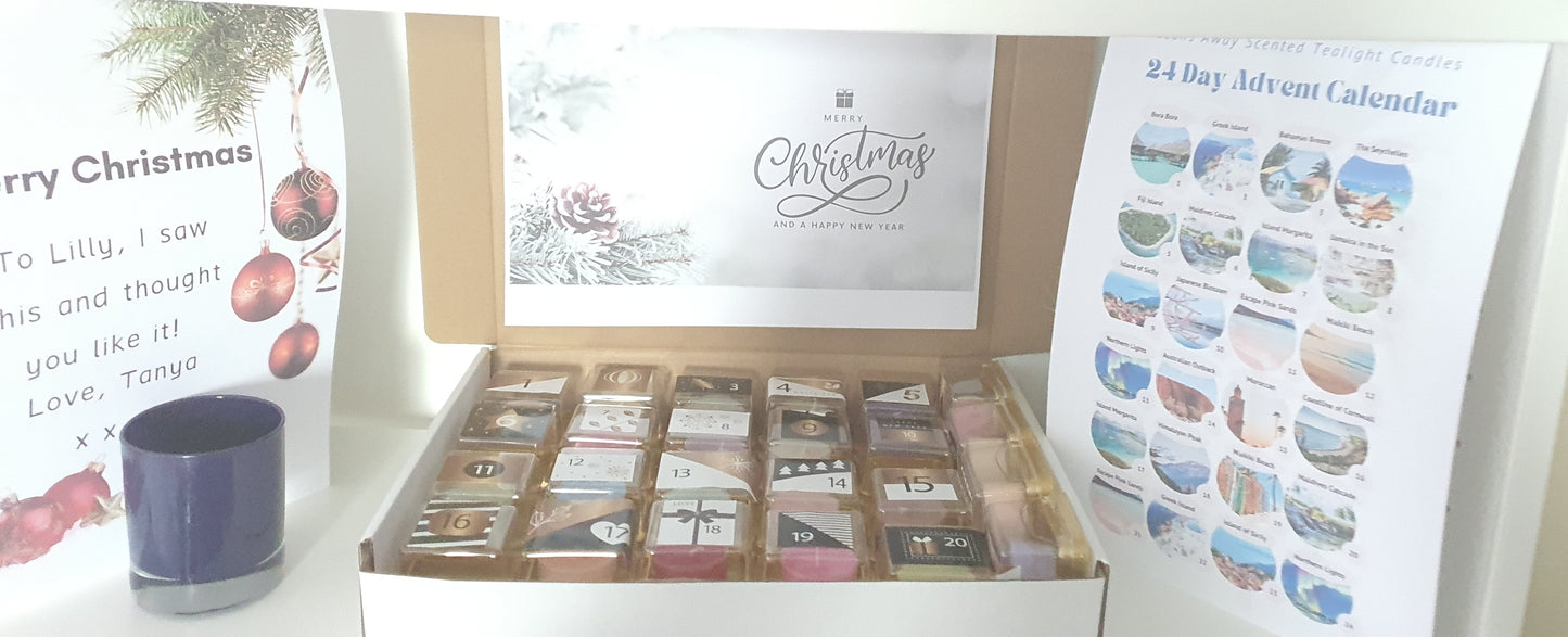 Oceans Away Coloured Tea Light Candles 24-Day Advent Calendar
