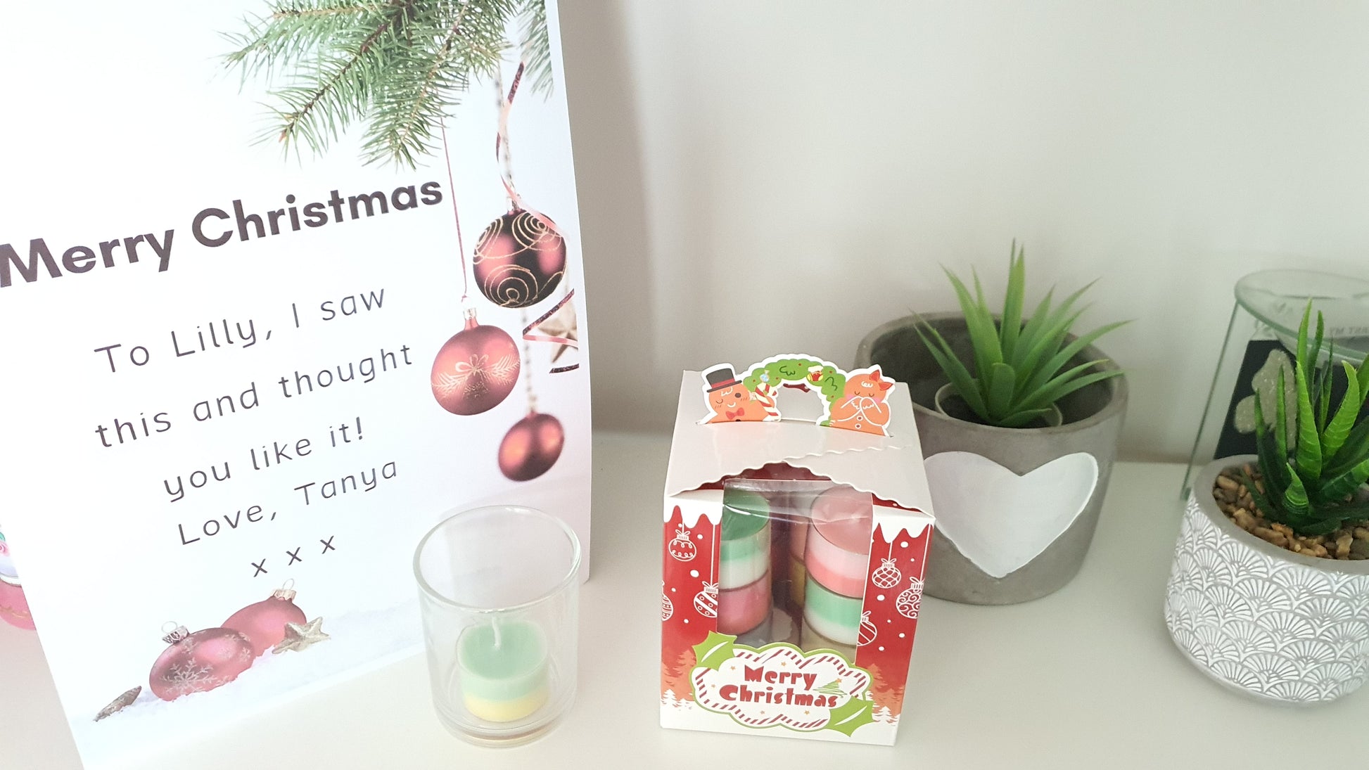 Christmas-themed gift with a card