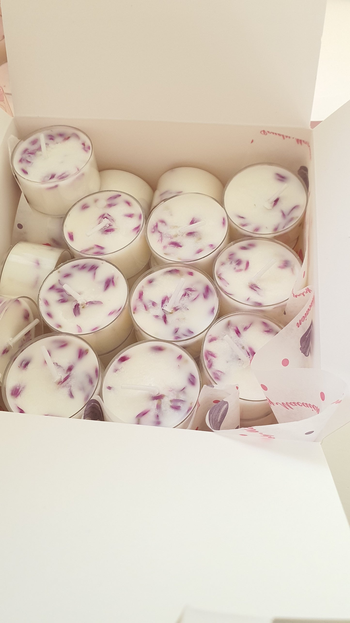 24 Essential Oil Tealight Candles, Fresh Botanical Tea Light Candles, Candles and Holder