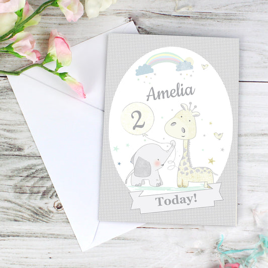 Giraffe & Elephant Card