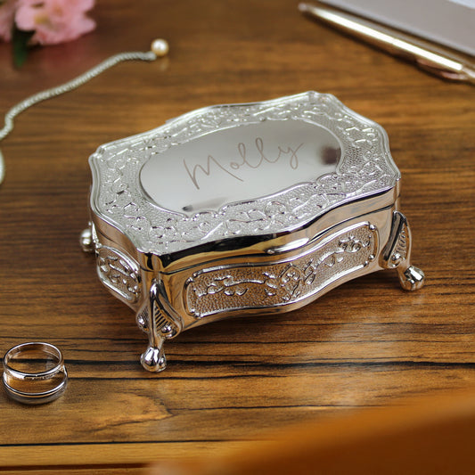 Personalised Small Silver Plated Jewellery Box