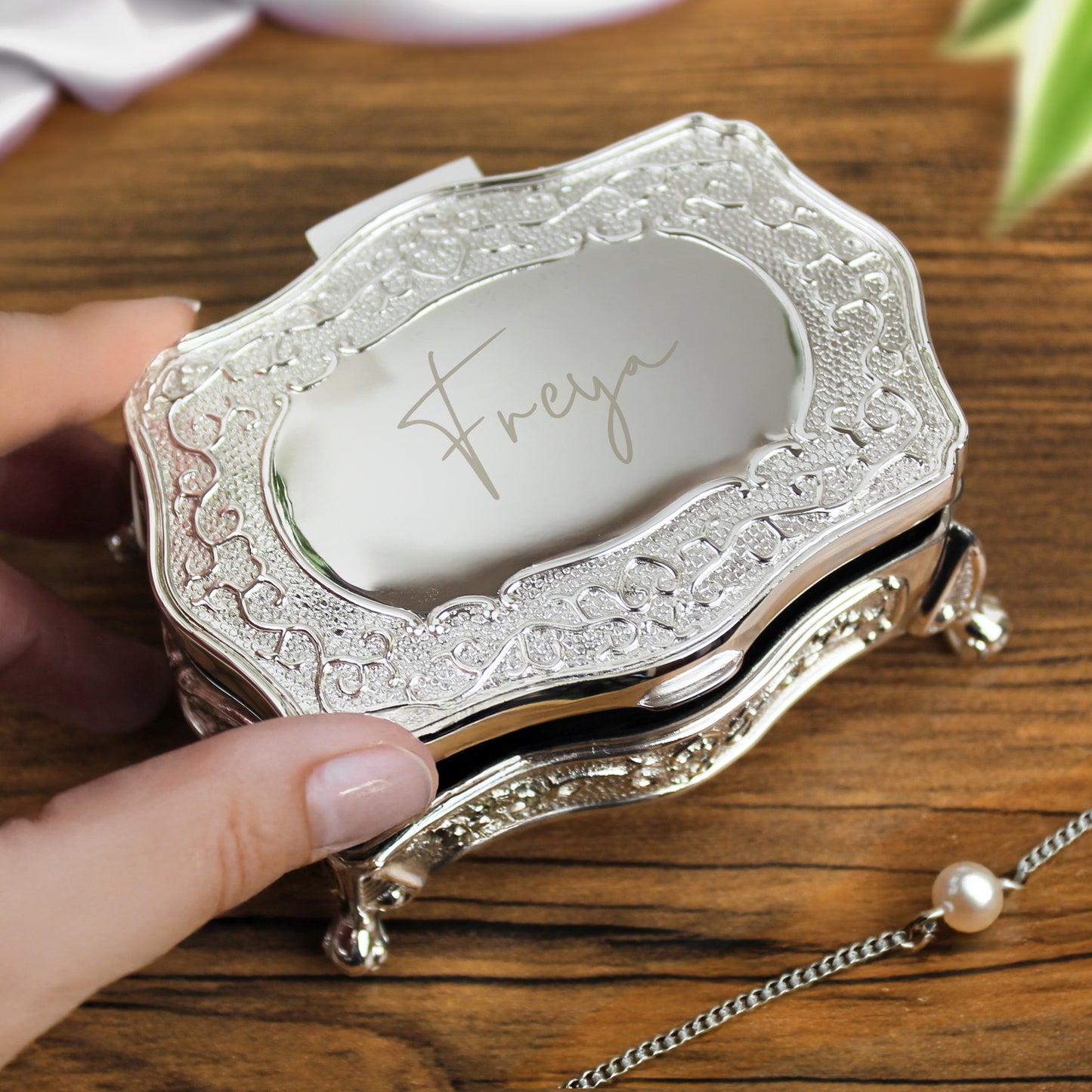 Personalised Small Silver Plated Jewellery Box