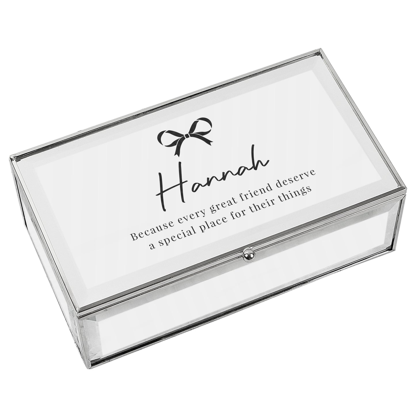 Personalised Sliver Jewellery Box, Any Message, Mirrored Finish