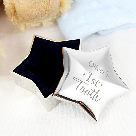 Personalised 1st Tooth Trinket Star Box  - Any Name