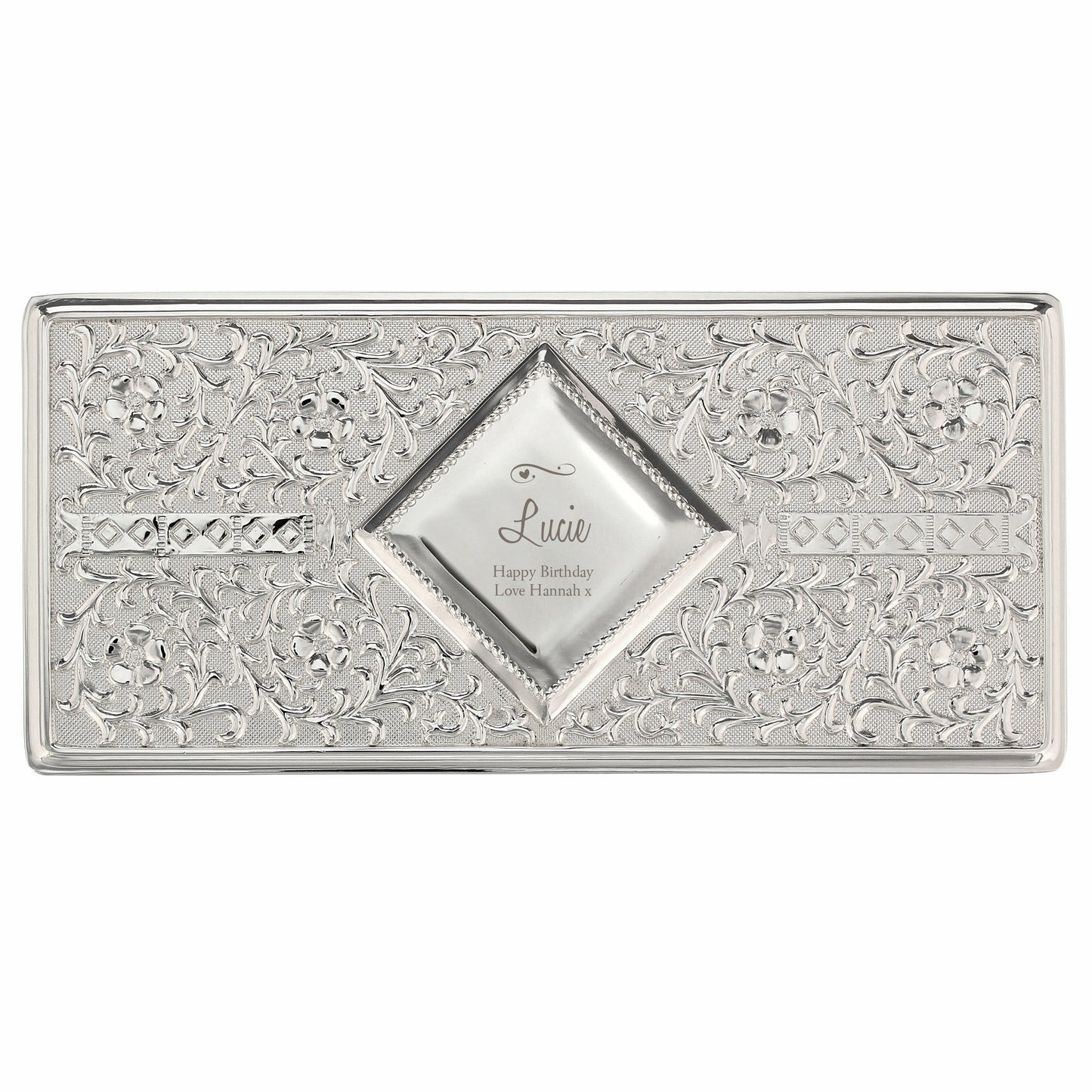Swirls & Hearts Antique Silver Plated Jewellery Box