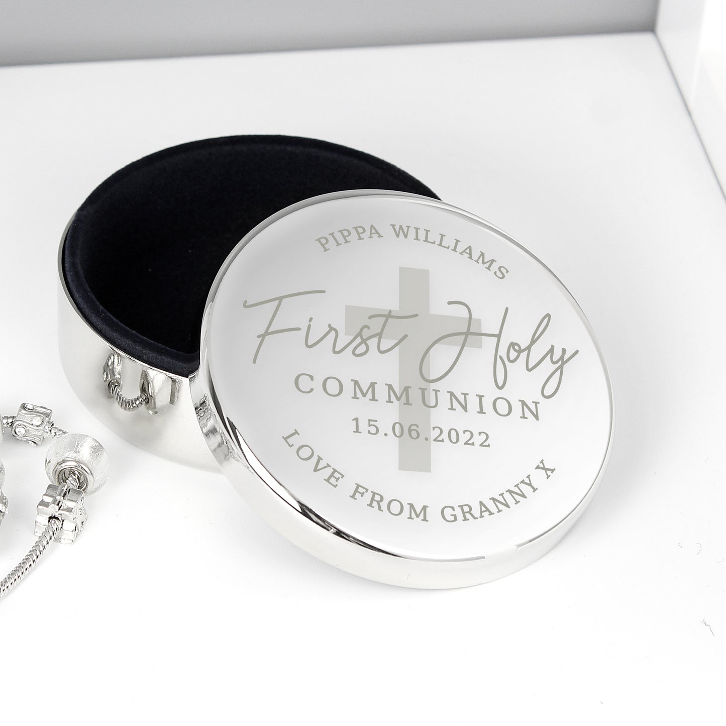 First Holy Communion Round Trinket Box