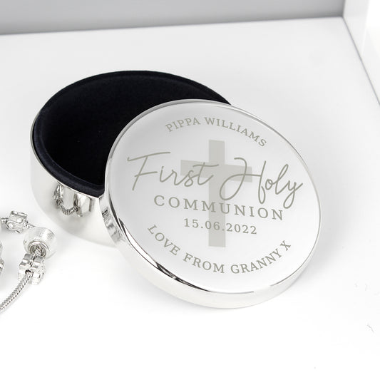 First Holy Communion Round Trinket Box