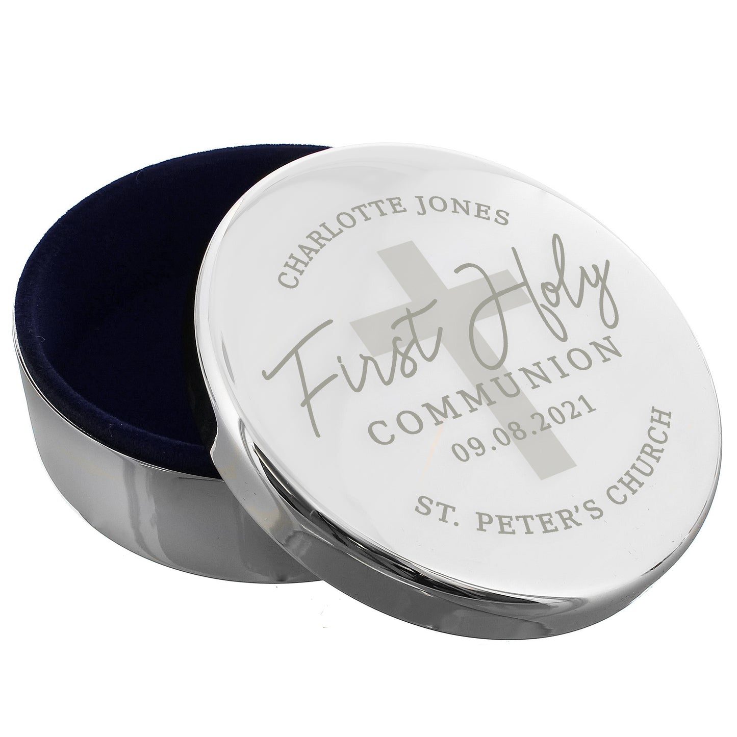 First Holy Communion Round Trinket Box