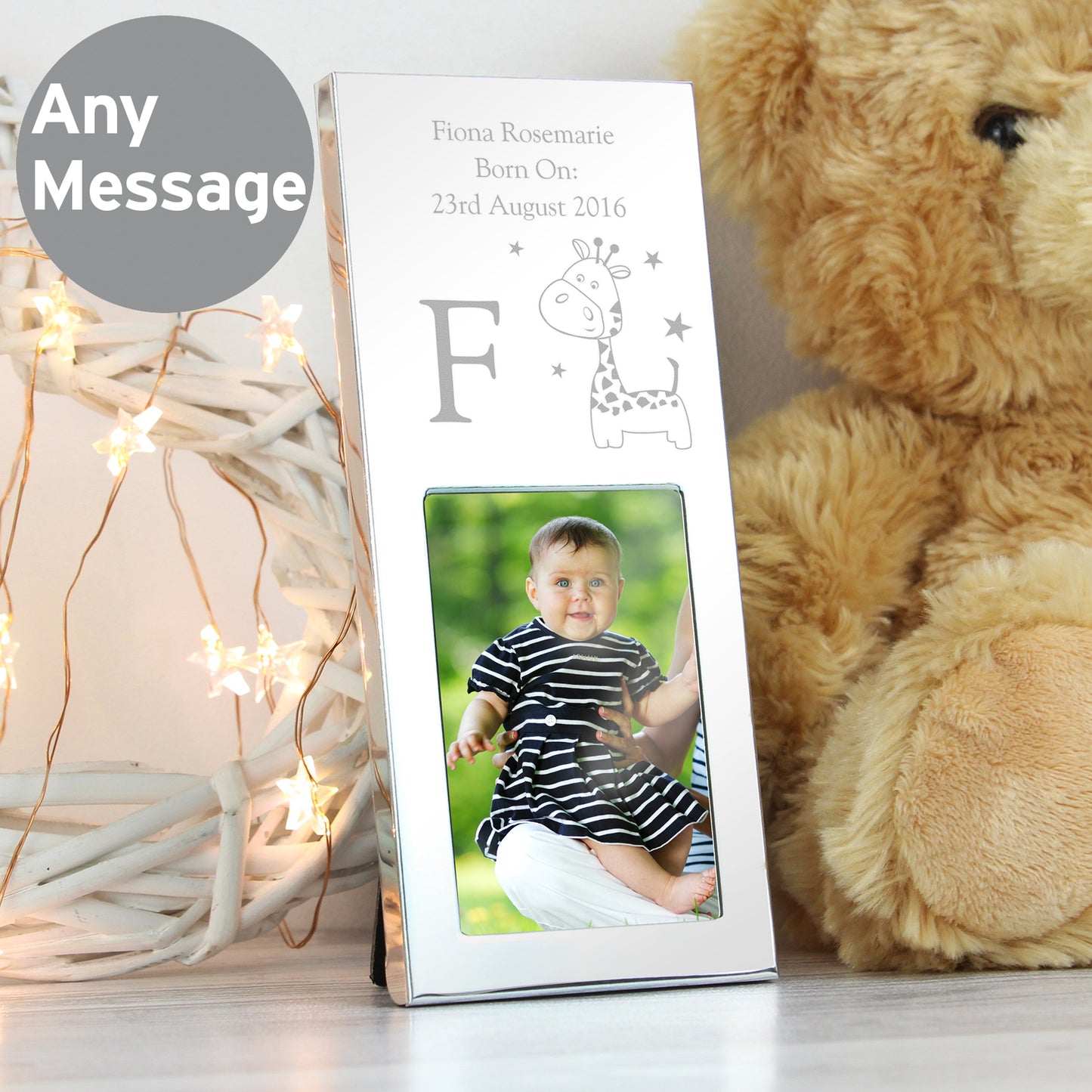 Giraffe Small 2x3 Silver Photo Frame