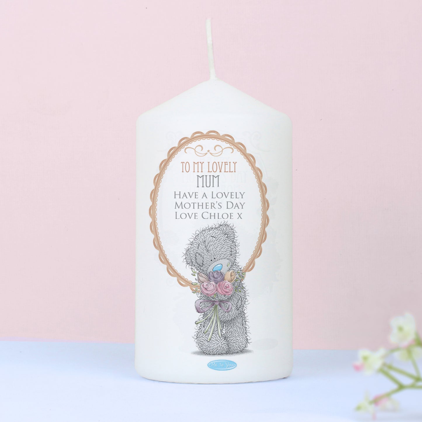 Me to You Flowers Pillar Candle For