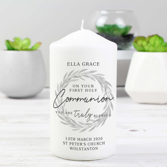 'Truly Blessed' First Holy Communion Pillar Candle